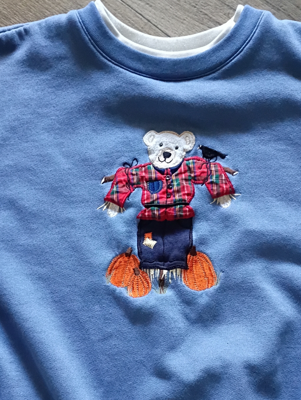 Vintage Slate Blue Pullover Crewneck Sweatshirt  Nostalgic Aesthetic Teddy